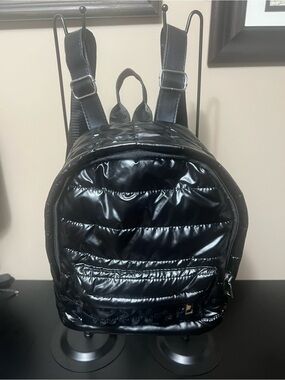 Sleek Black Quilted Shine Women's Backpack